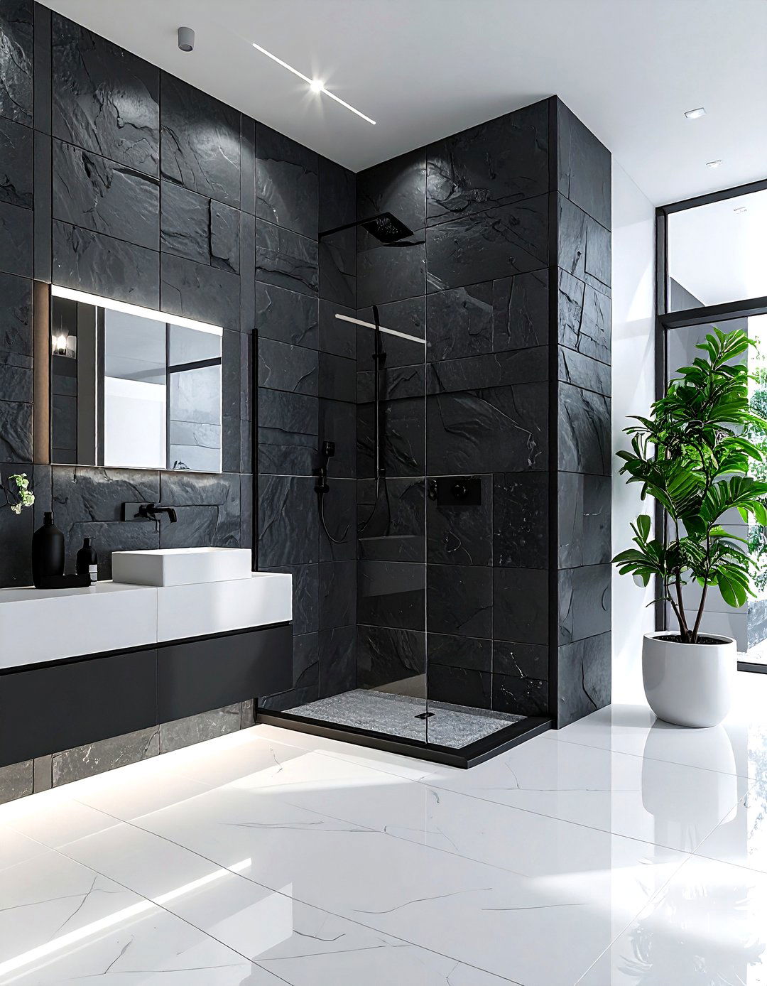 Vertical slate tiles - 30 slate bathroom ideas