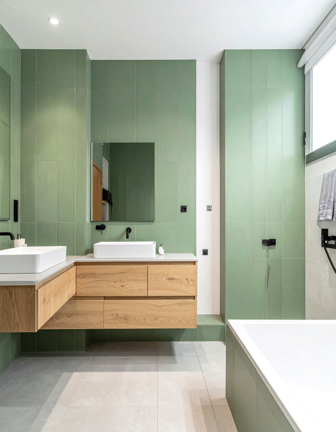 Vertical stack bond tile bathroom - 30 ceramic tile bathroom ideas