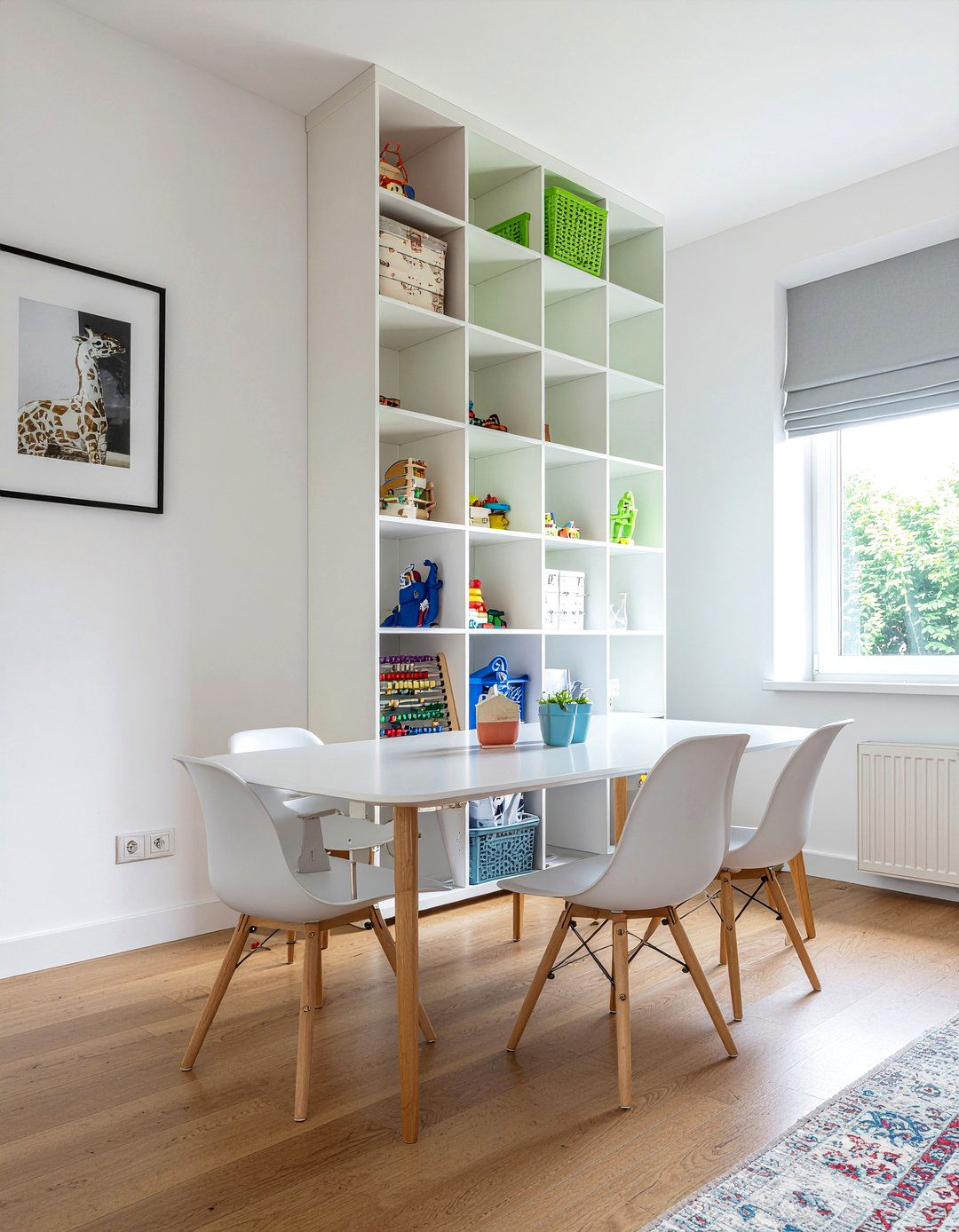 Vertical storage for playroom toys - 30 dining room playroom combo ideas