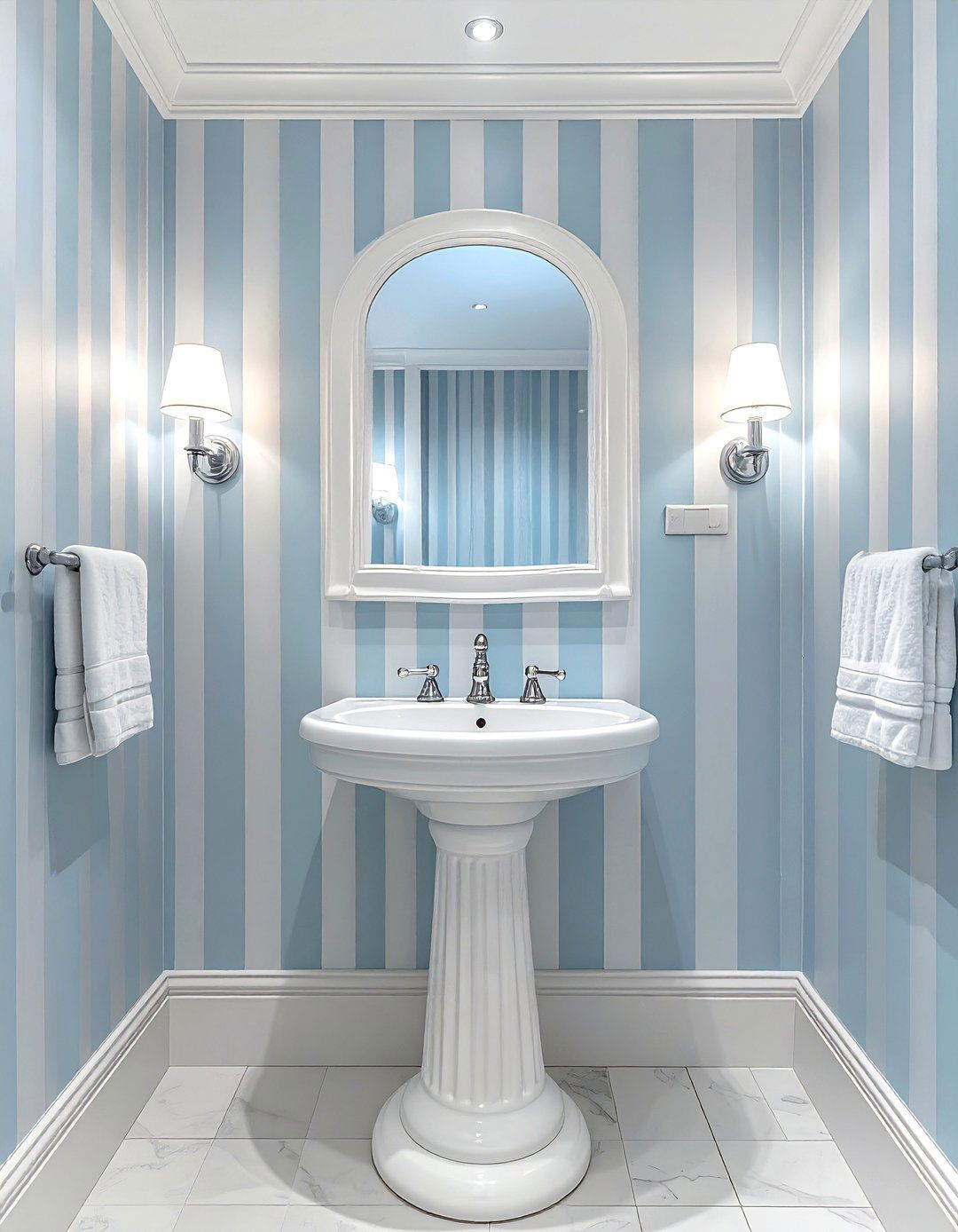 Vertical stripe bathroom wallpaper - 30 powder room wallpaper ideas