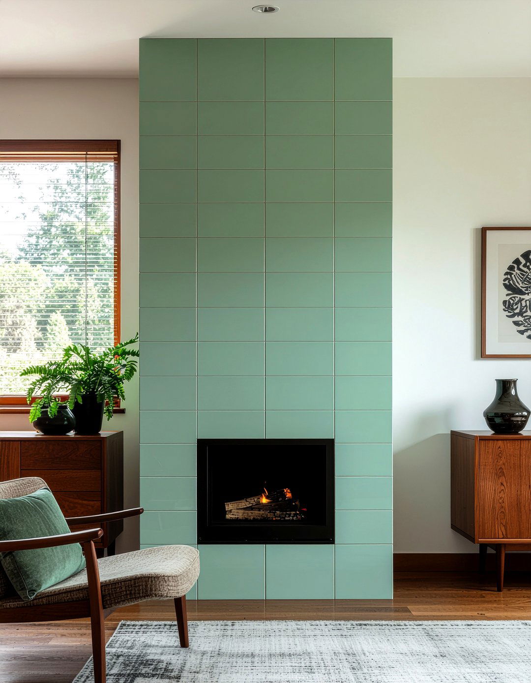 Vertical tile fireplace - 30 living room modern fireplace ideas