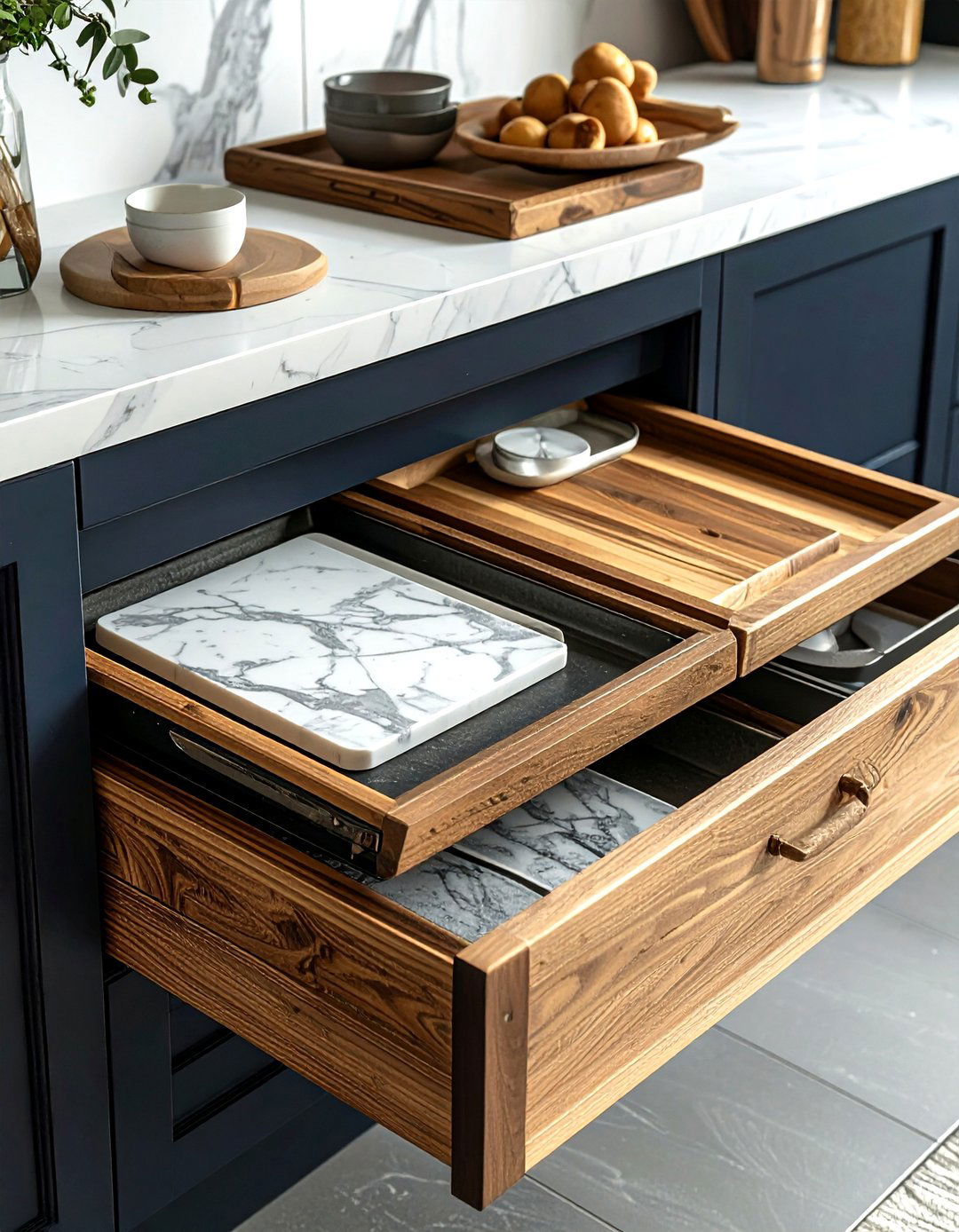 Vertical tray divider - 30 kitchen cabinet storage ideas