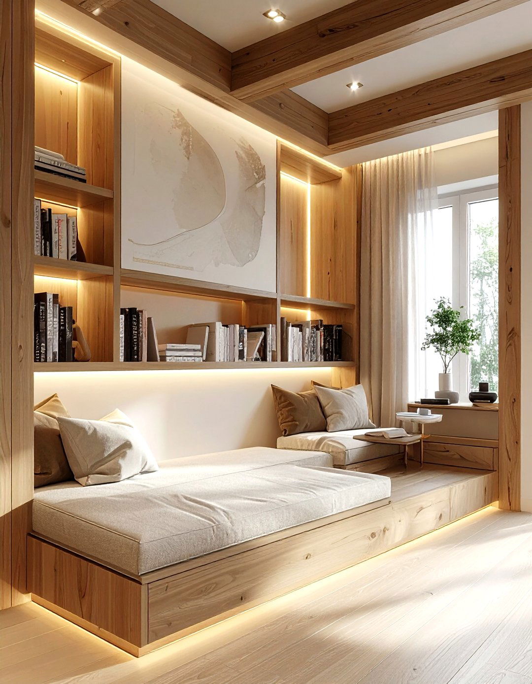 Vertical wall to ceiling beams - 30 living room beam ideas