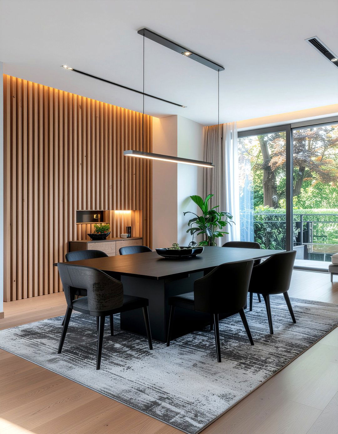 Vertical wood slat dining room - 30 dining room paneling ideas