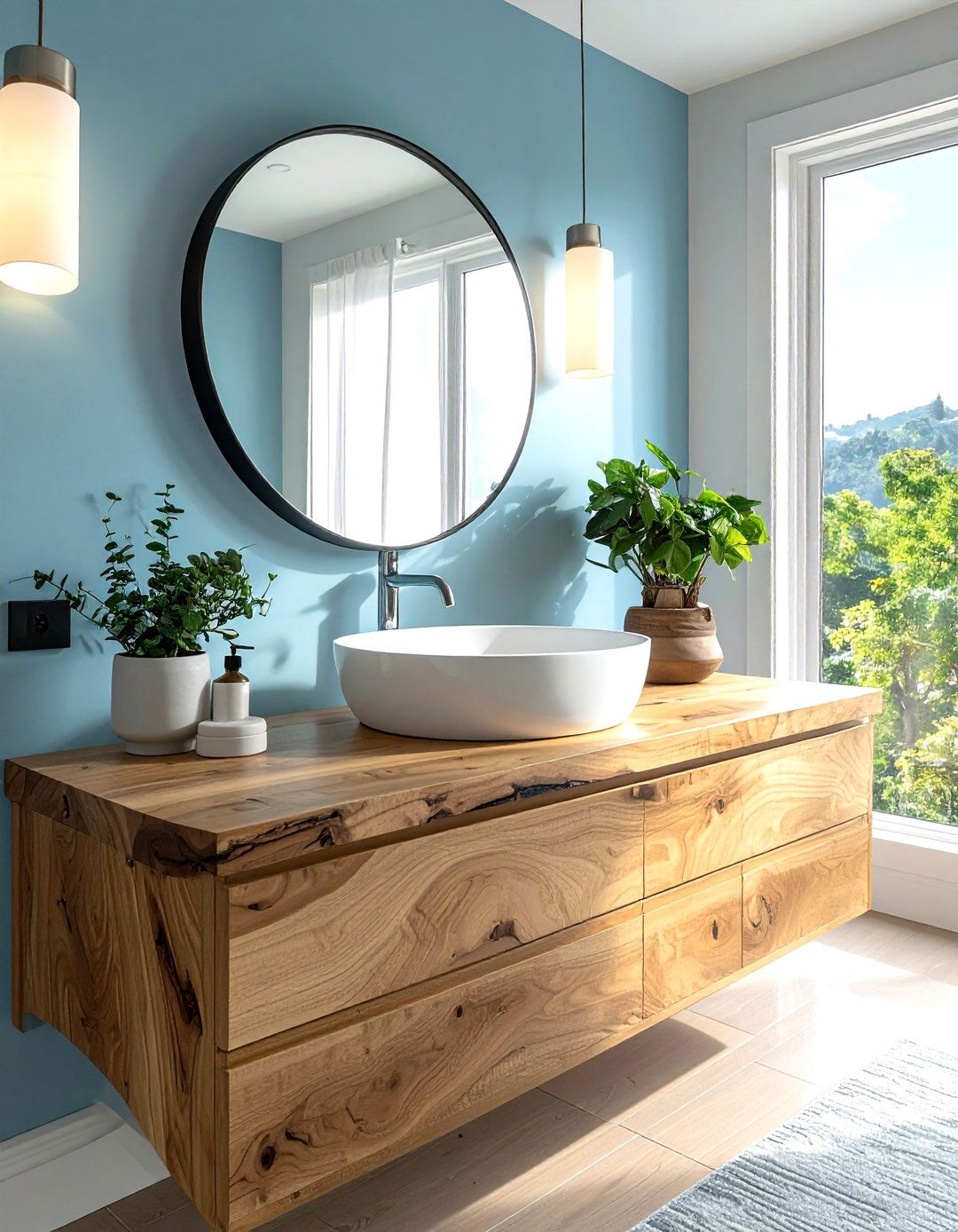 Vessel sink wood counter - 30 butcher block bathroom countertop ideas