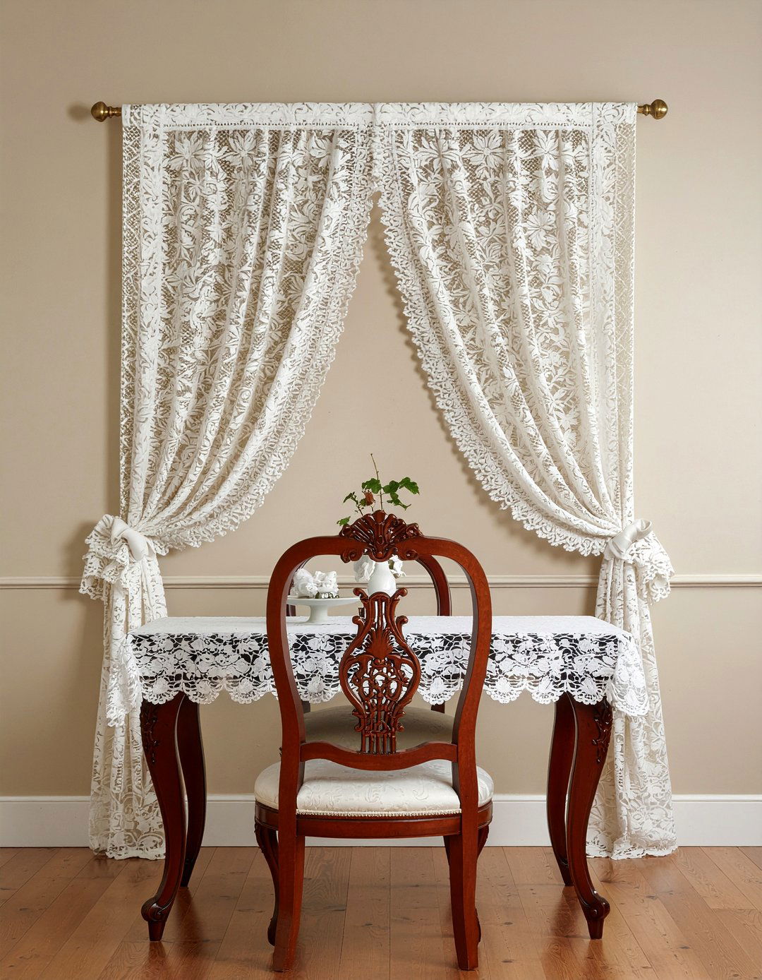 Victorian Lace Valance - 30 dining room valance ideas