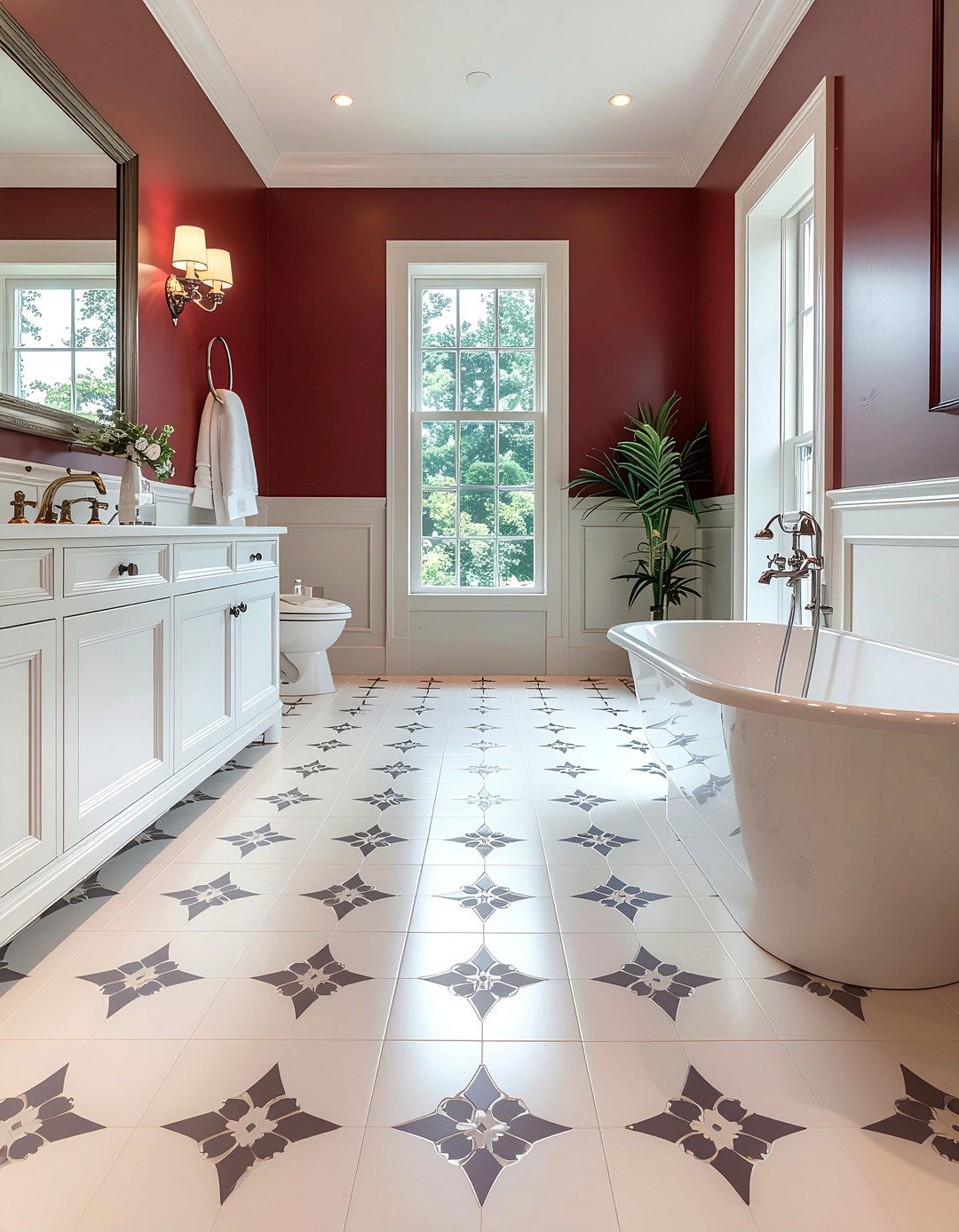 Victorian Patterned Floor Tile - 30 bathroom floor statement ideas