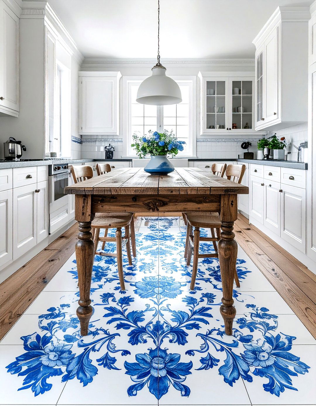 Victorian Style Floor Sticker - 30 peel and stick kitchen ideas