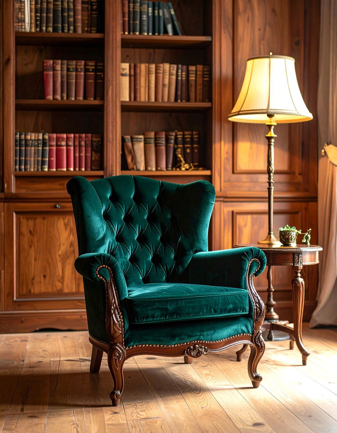 Victorian Velvet Armchair Reading Nook - 30 antique decor ideas