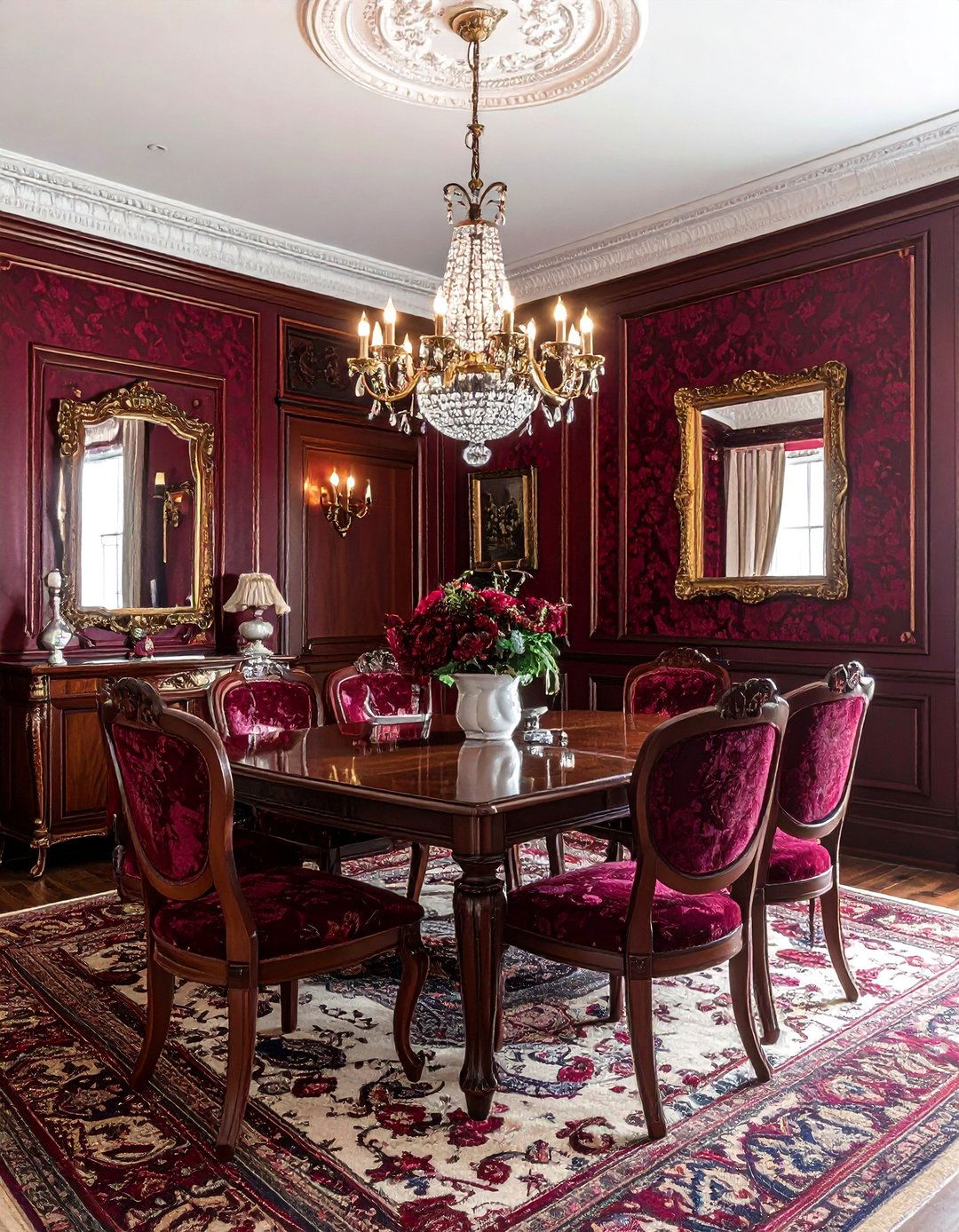 Victorian burgundy dining room - 30 burgundy dining room ideas