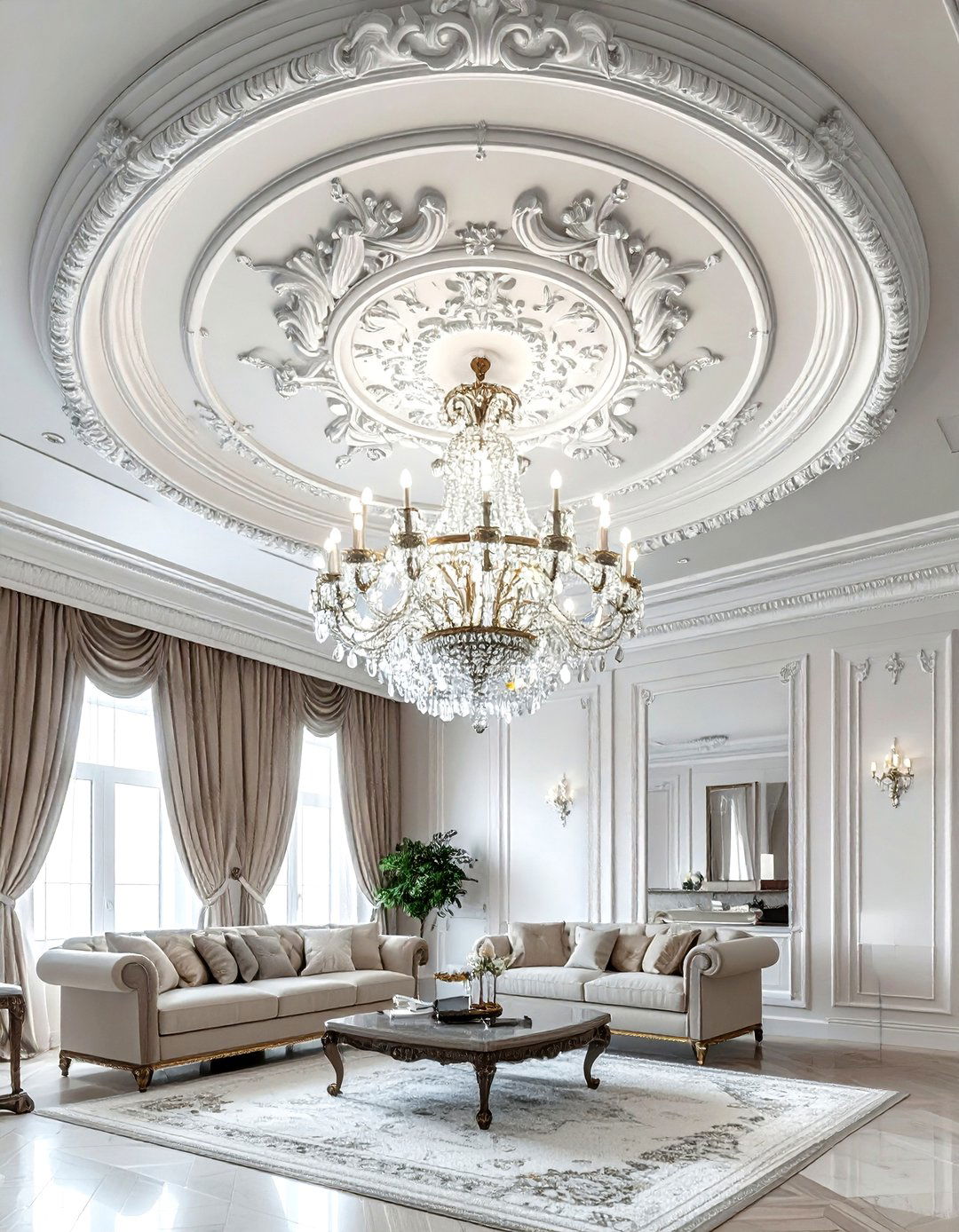 Victorian ceiling medallion - 30 living room ceiling medallion ideas