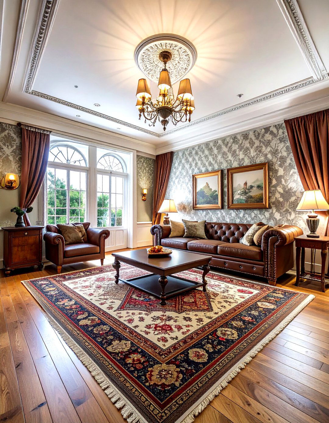 Victorian tin ceiling wallpaper - 30 living room ceiling wallpapers