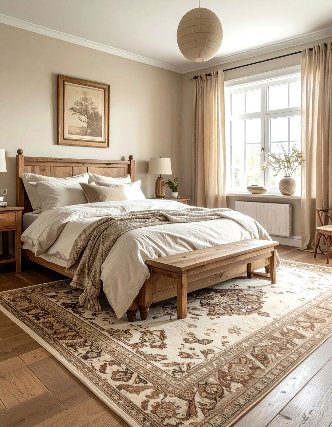 Vintage Area Rug Bedroom - 30 rustic beige bedroom ideas