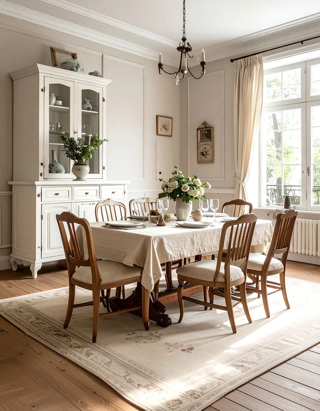 Vintage Beige White Dining Room - 30 beige and white dining room ideas