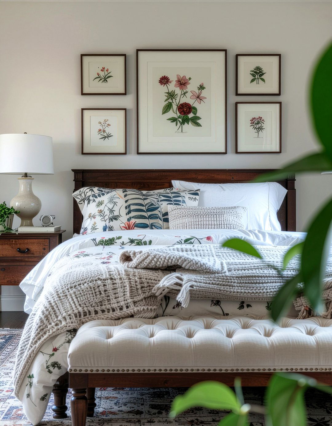 Vintage Botanical Print Bedroom - 30 garden themed bedroom ideas