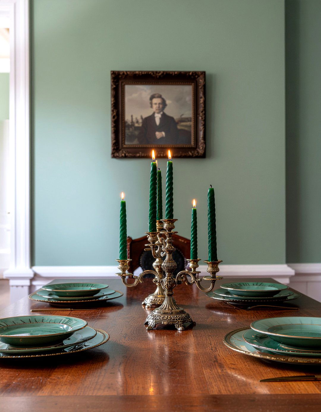 Vintage Brass Candlestick Table Setting - 30 candlelit dining room ideas