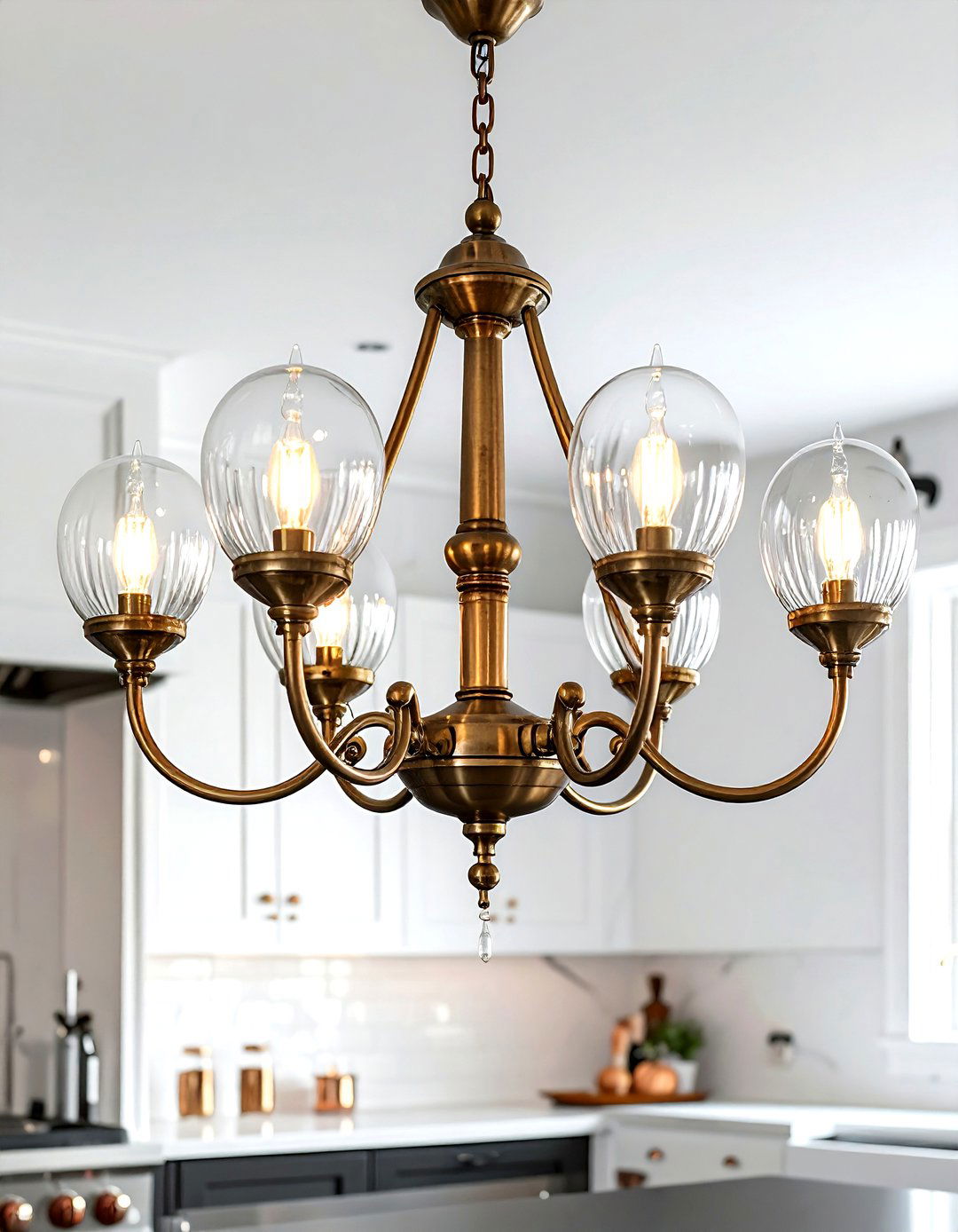 Vintage Brass Kitchen Chandelier - 30 kitchen chandelier ideas