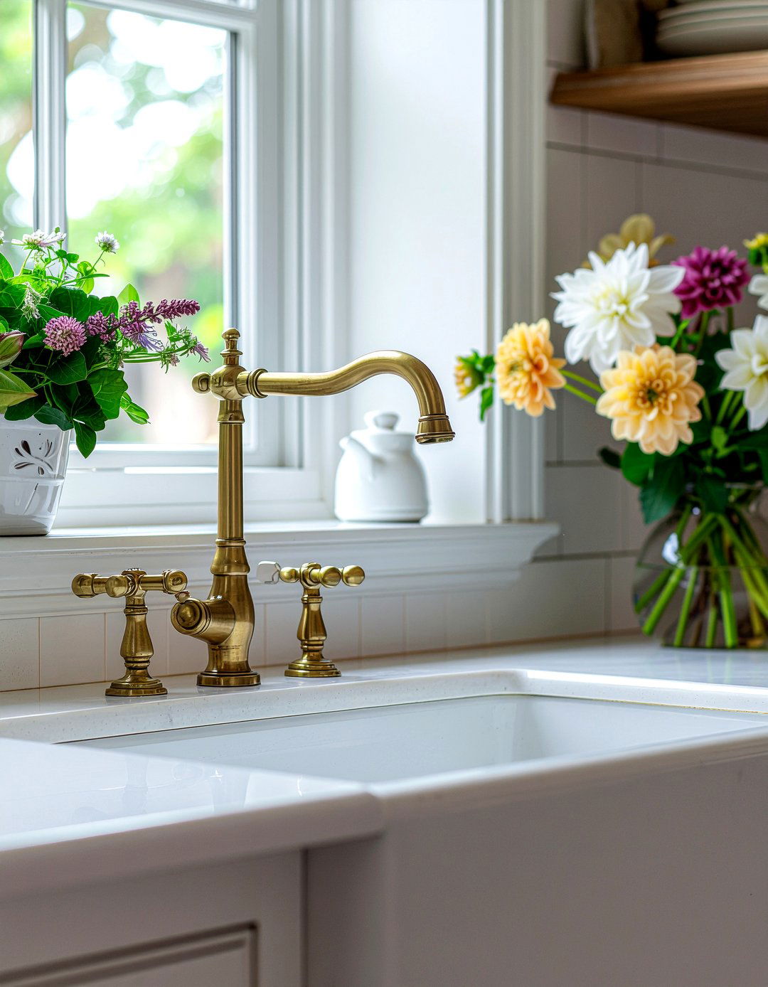 Vintage Brass Sprayer Faucet - 30 brass kitchen faucet ideas