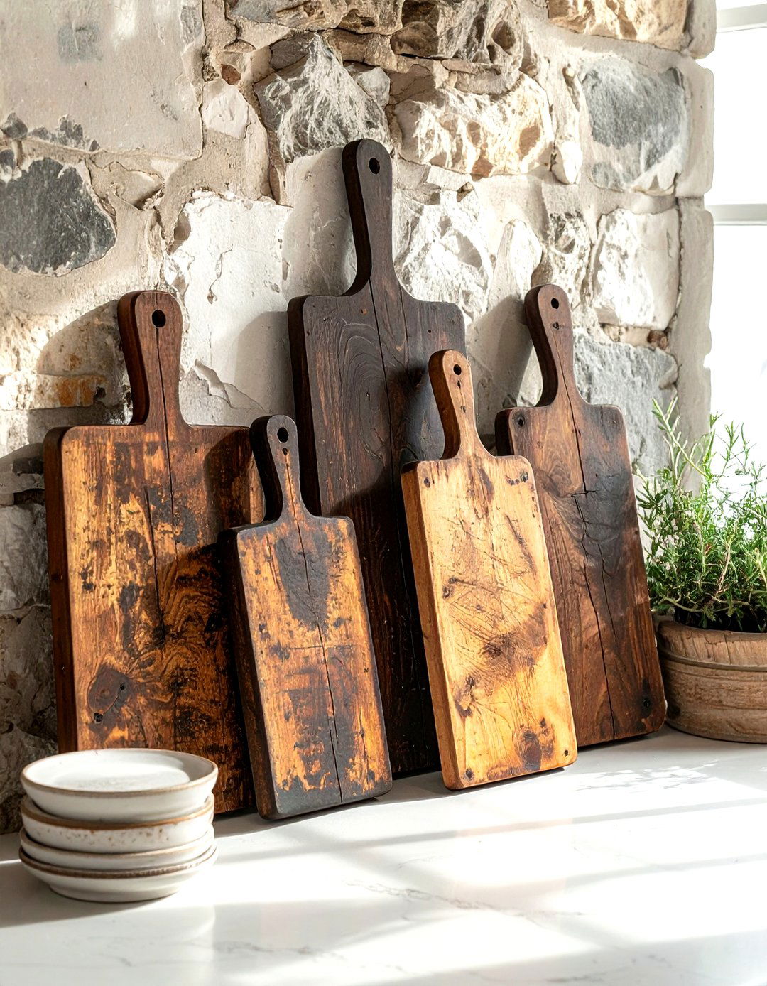 Vintage Bread Board Display - 30 kitchen cutting board display ideas