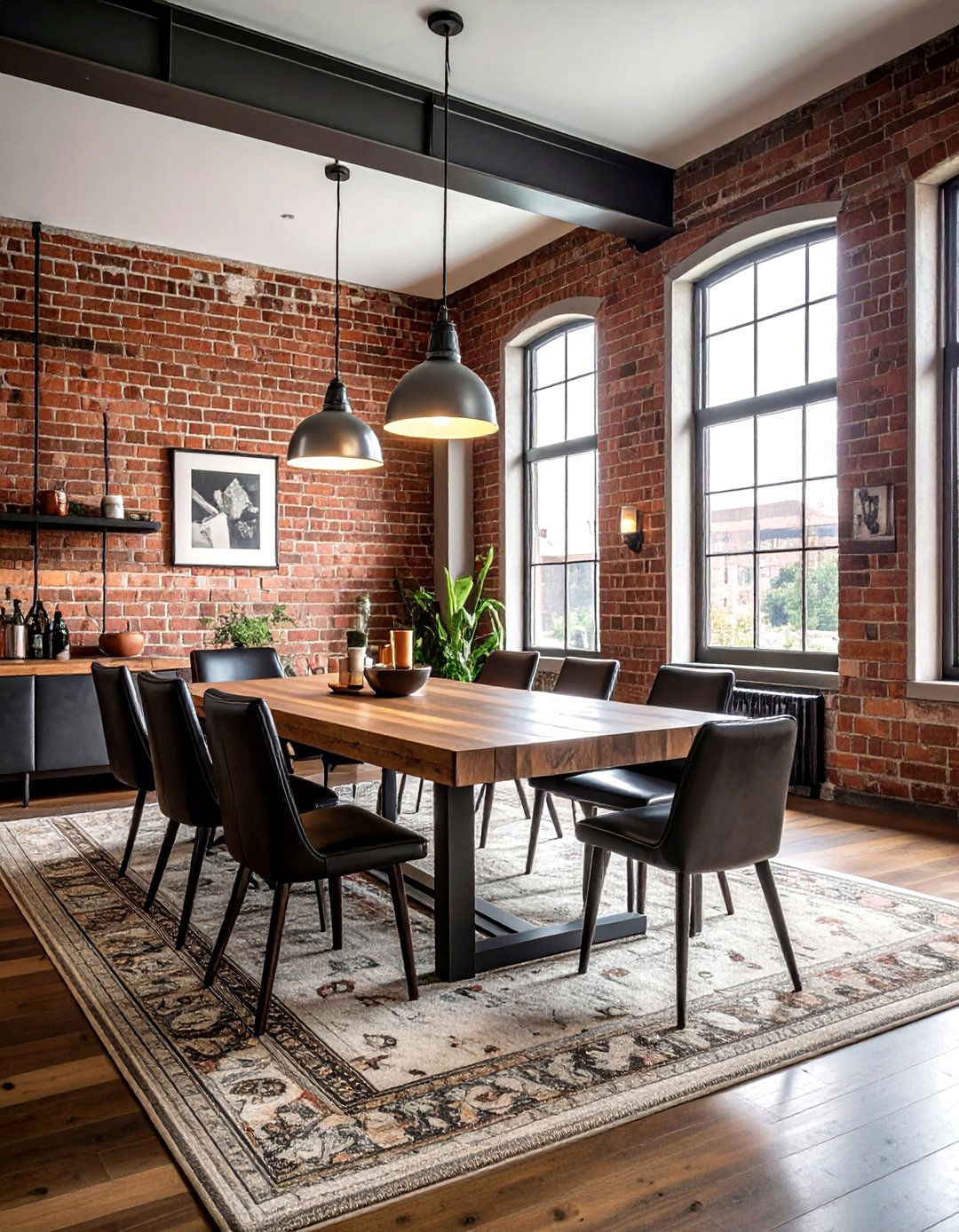 Vintage Brick Wall - 30 preserved dining room ideas