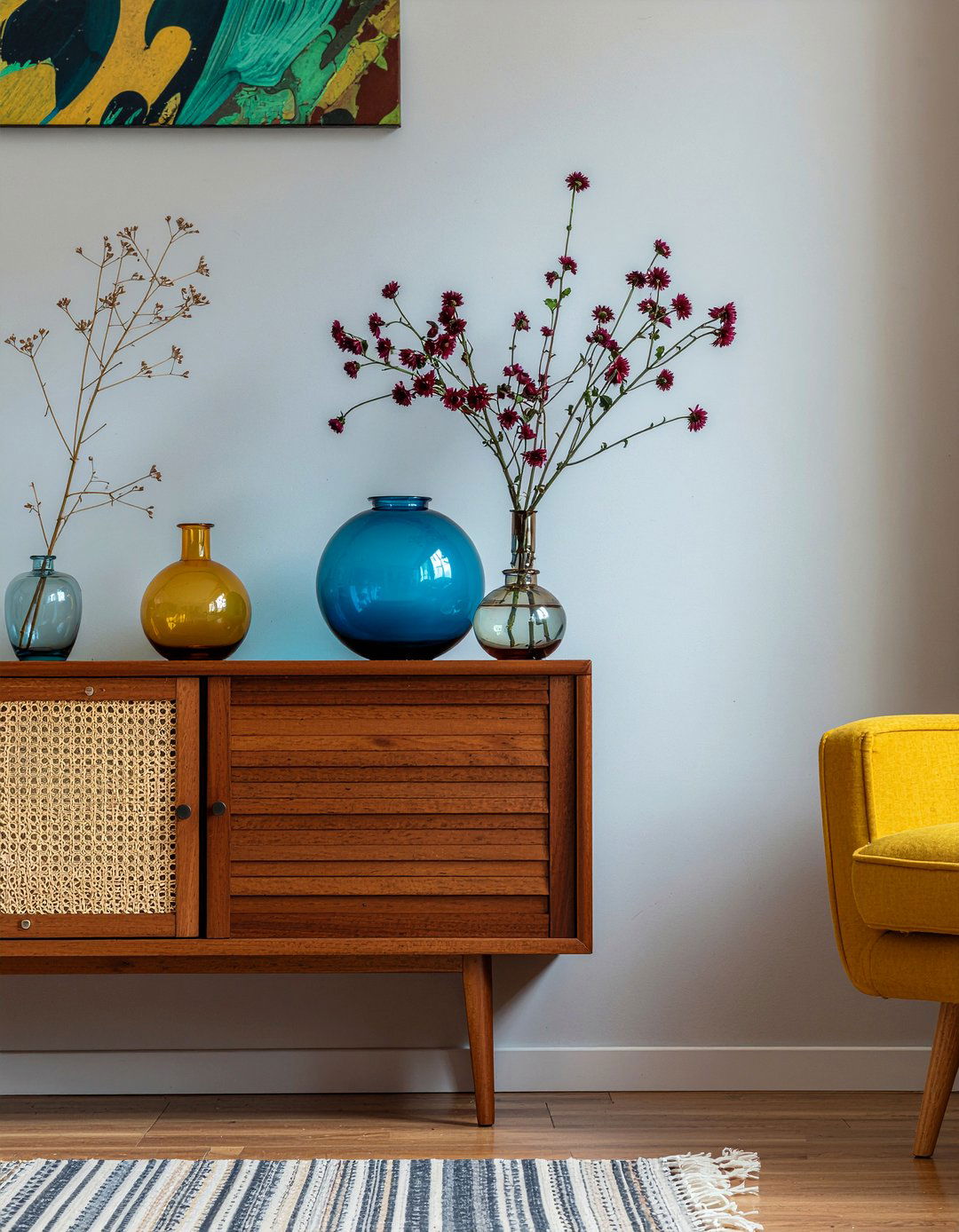 Vintage Cabinet Display - 30 living room focal point ideas