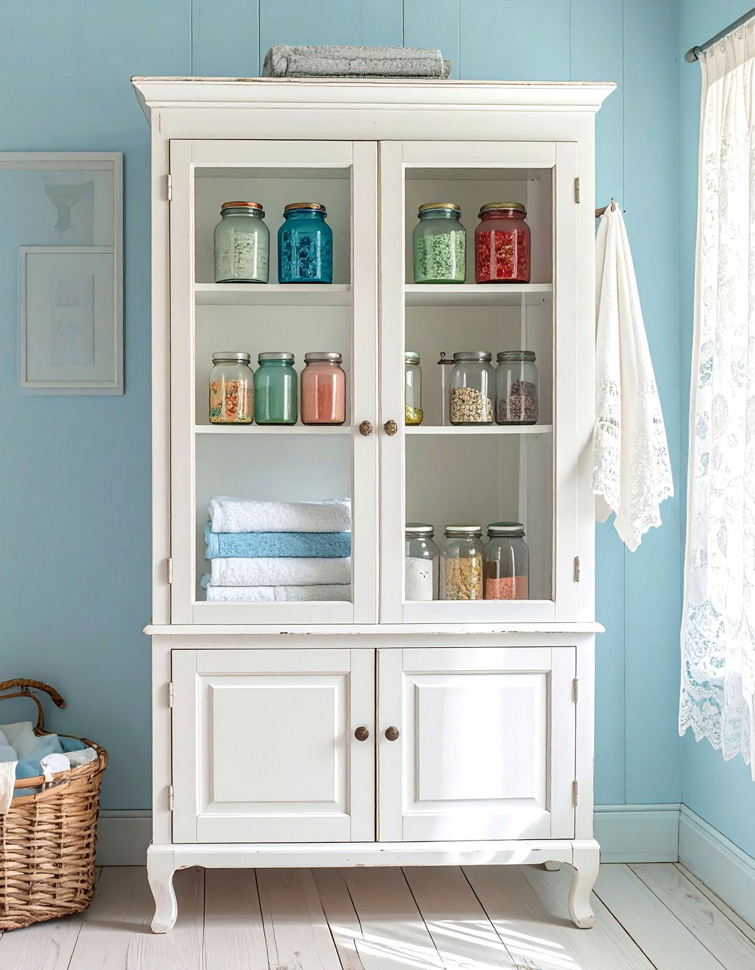 Vintage Cabinet Storage - 30 bathroom shelving ideas