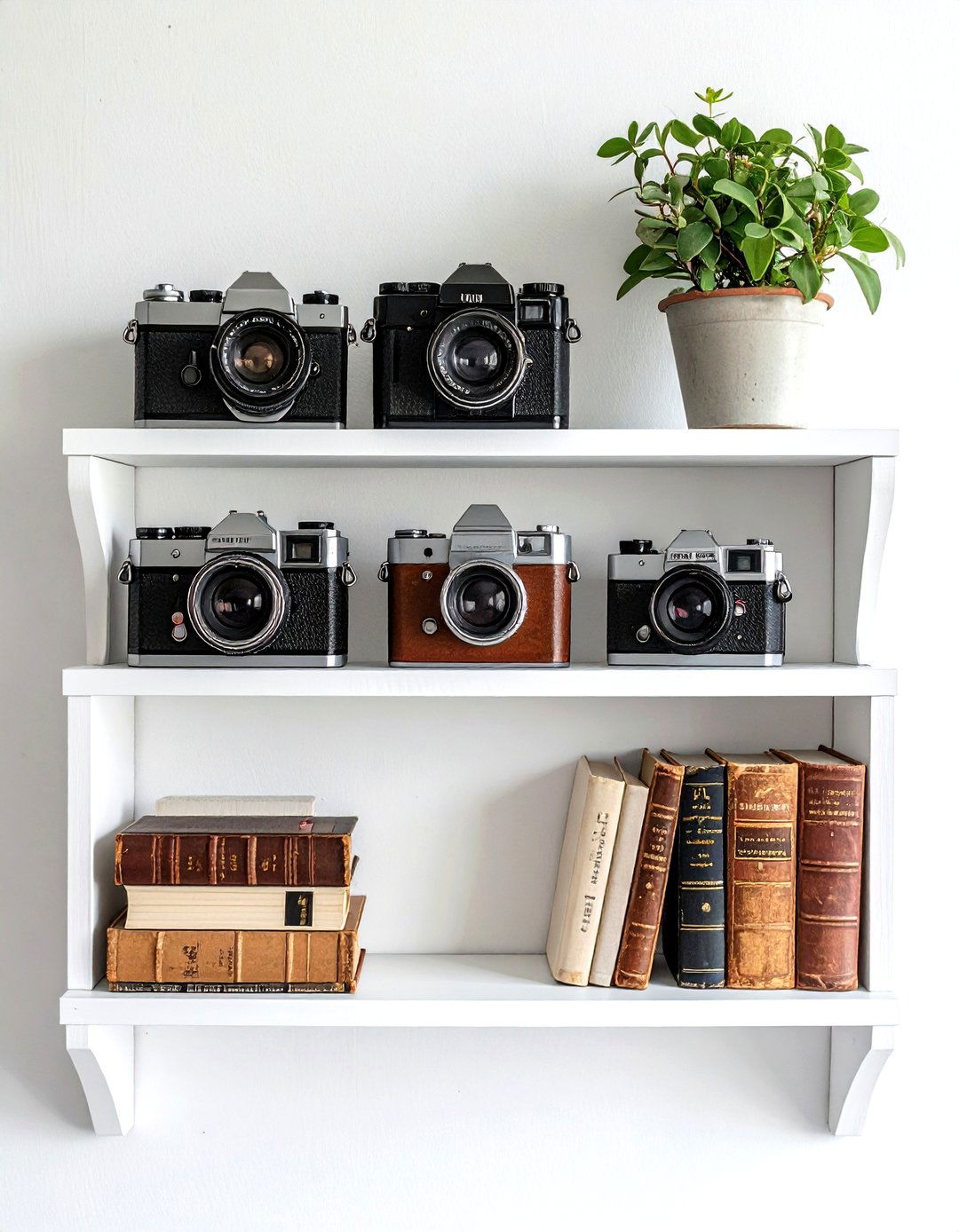 Vintage Camera Shelf Decor - 30 collected travel decor ideas