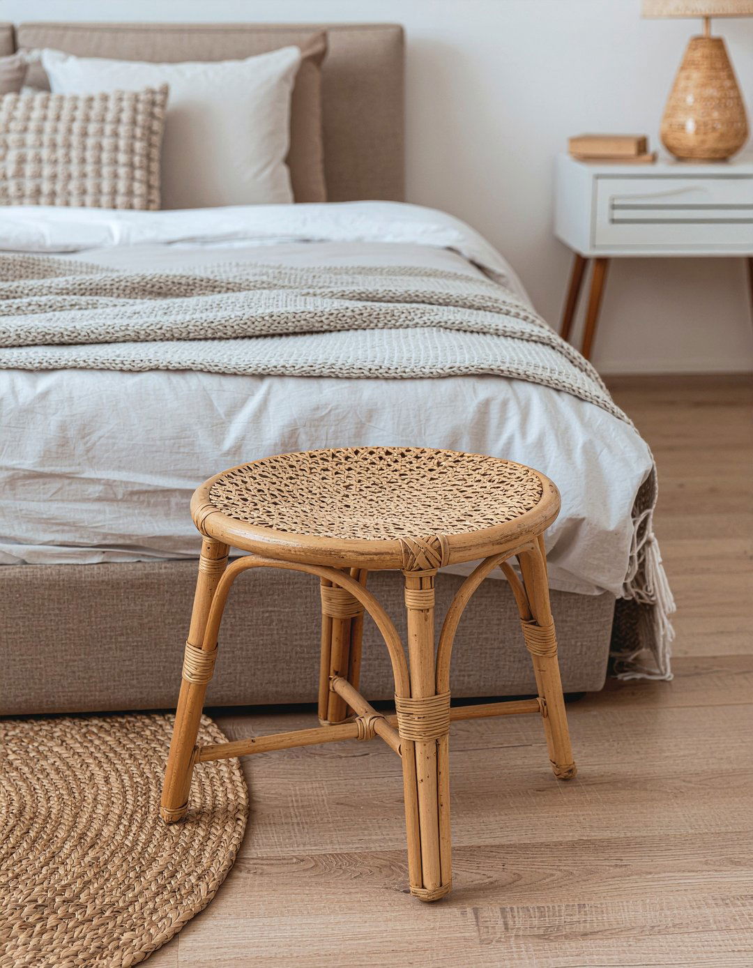 Vintage Cane Stool - 30 bedroom vanity stools
