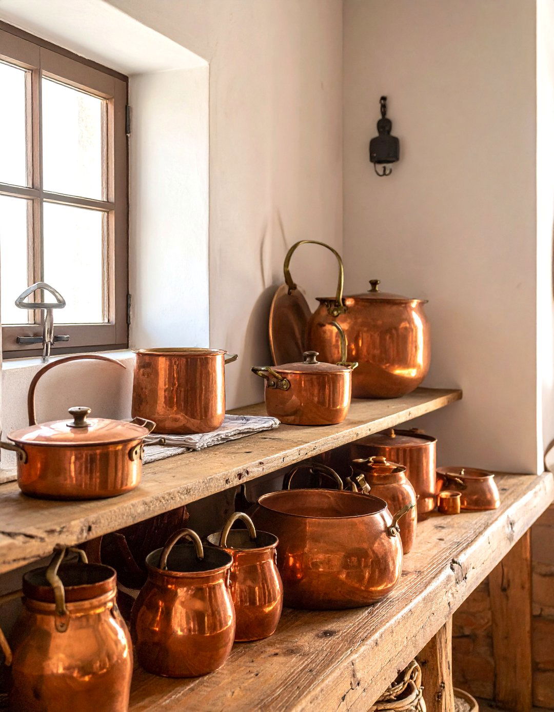 Vintage Copper Cookware - 30 Tuscan dining room ideas