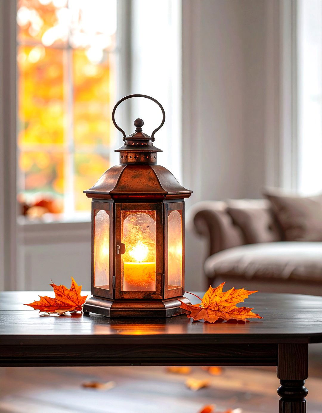 Vintage Copper Lantern Display - 30 lantern centerpiece dining ideas