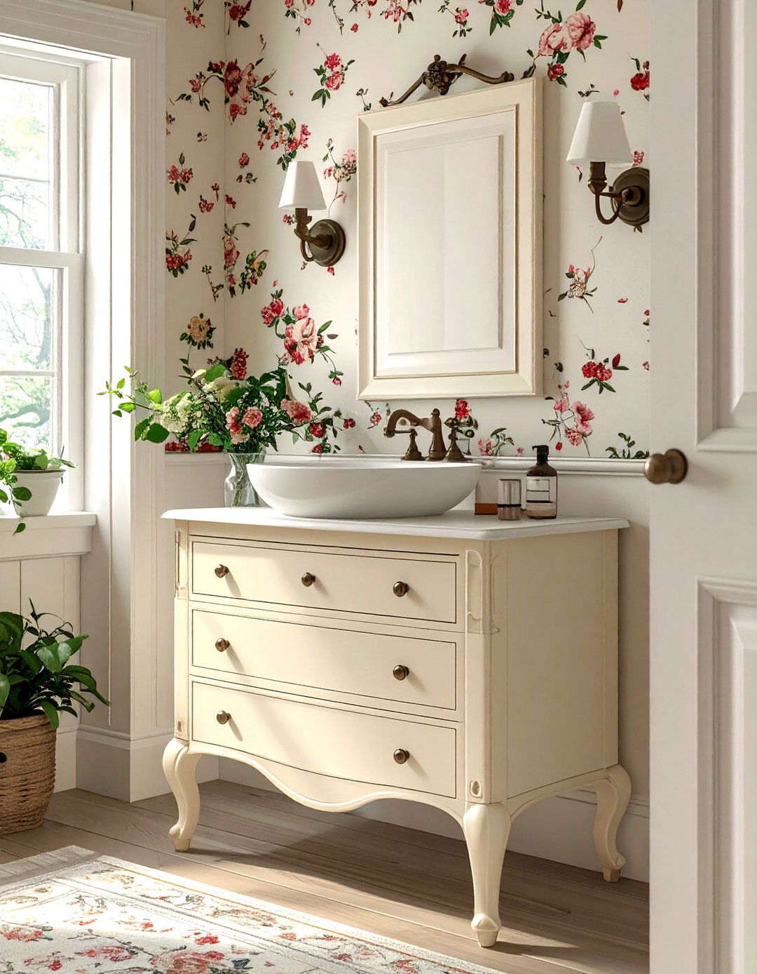 Vintage Cream Washstand - 30 cream bathroom furniture ideas