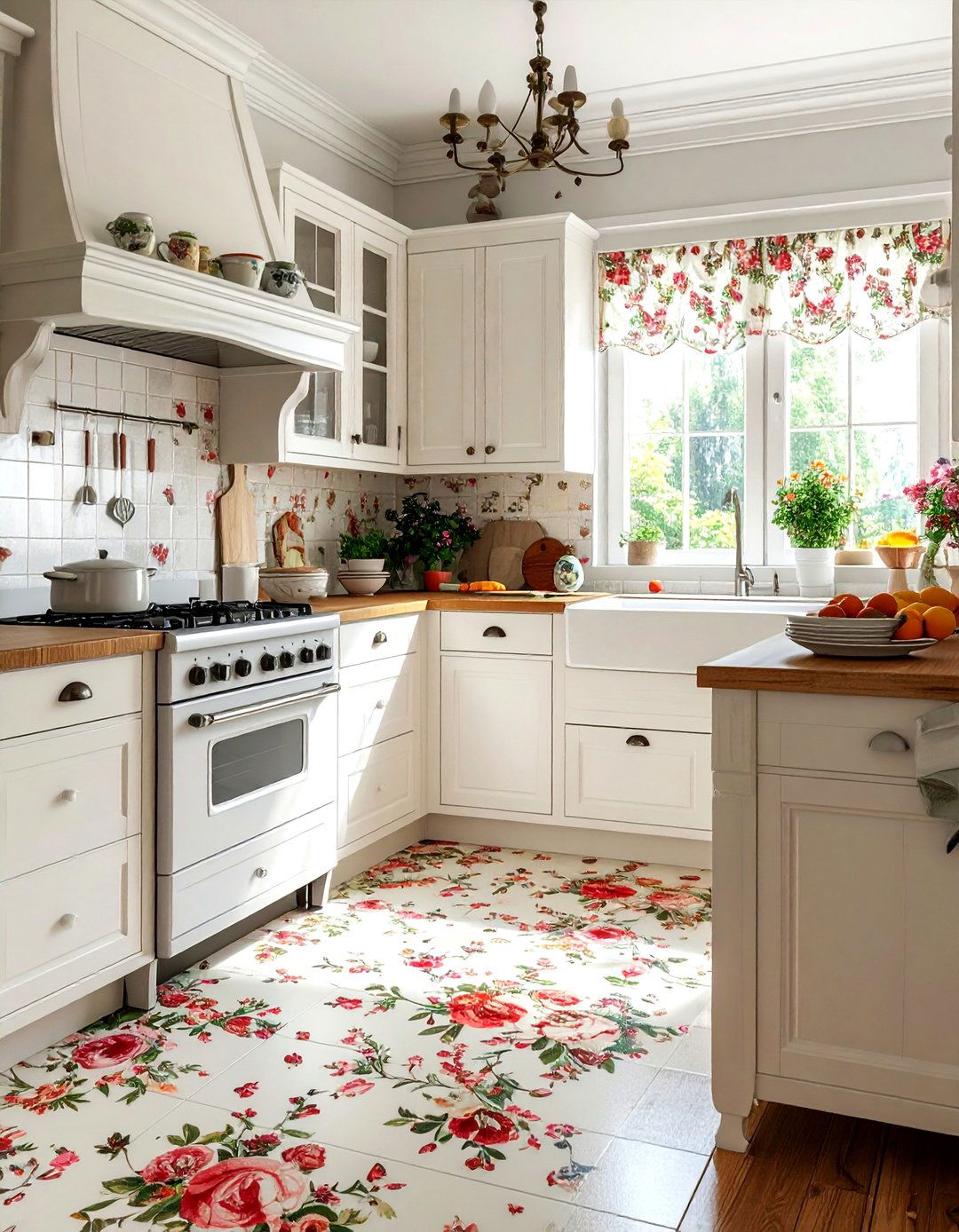 Vintage Floral Vinyl Sheet - 30 vinyl floor kitchen ideas