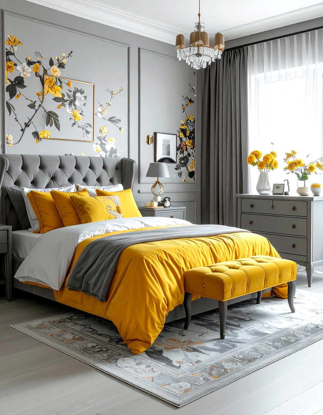 Vintage Gray Yellow Bedroom Style - 30 gray yellow bedroom ideas
