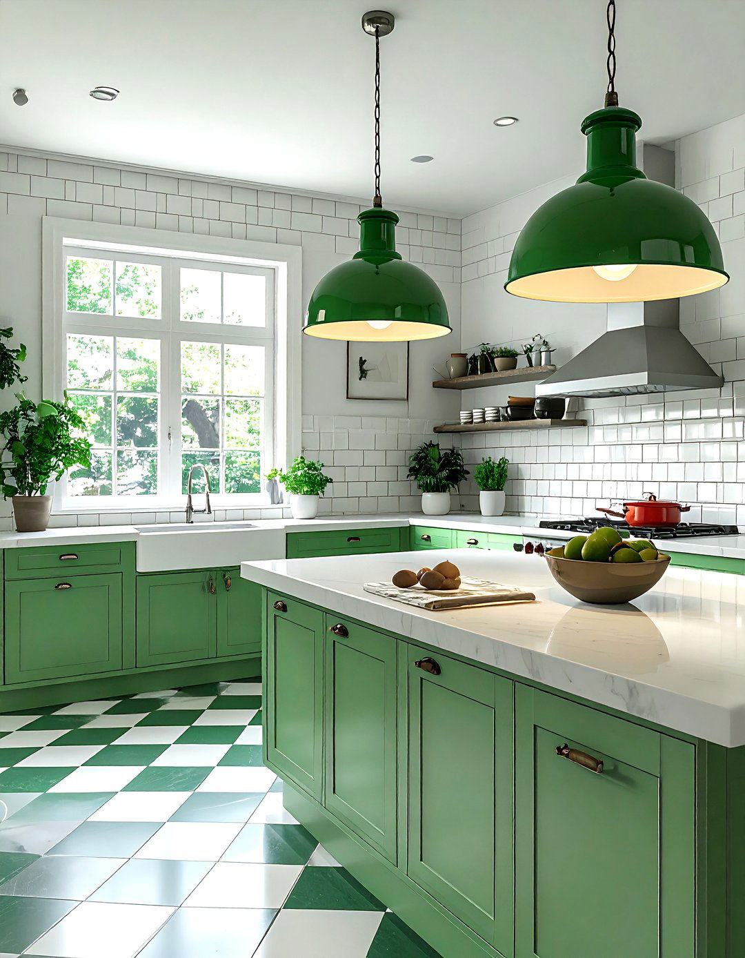 Vintage Green Enamel - 30 metal pendant kitchen ideas