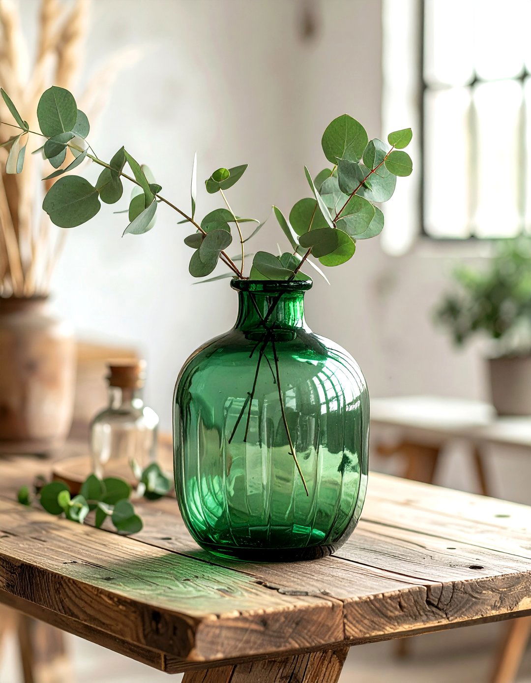 Vintage Green Glass Jug - 30 table vase ideas