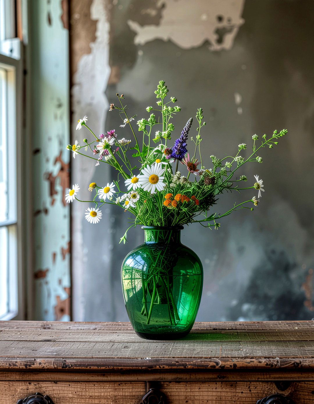 Vintage Green Glass Vase - 30 living room vase ideas
