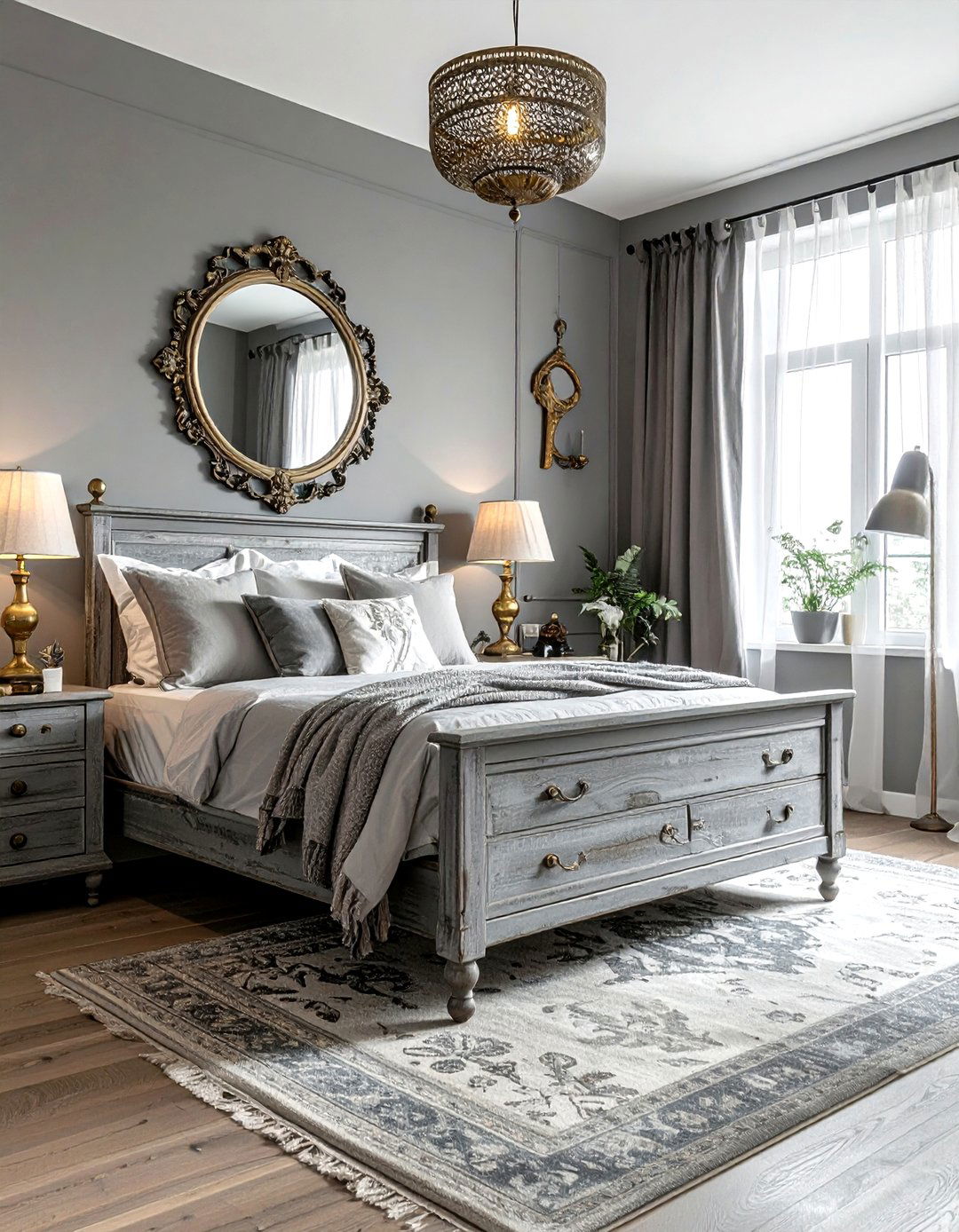 Vintage Grey Boho Bedroom - 30 bohemian grey bedroom ideas