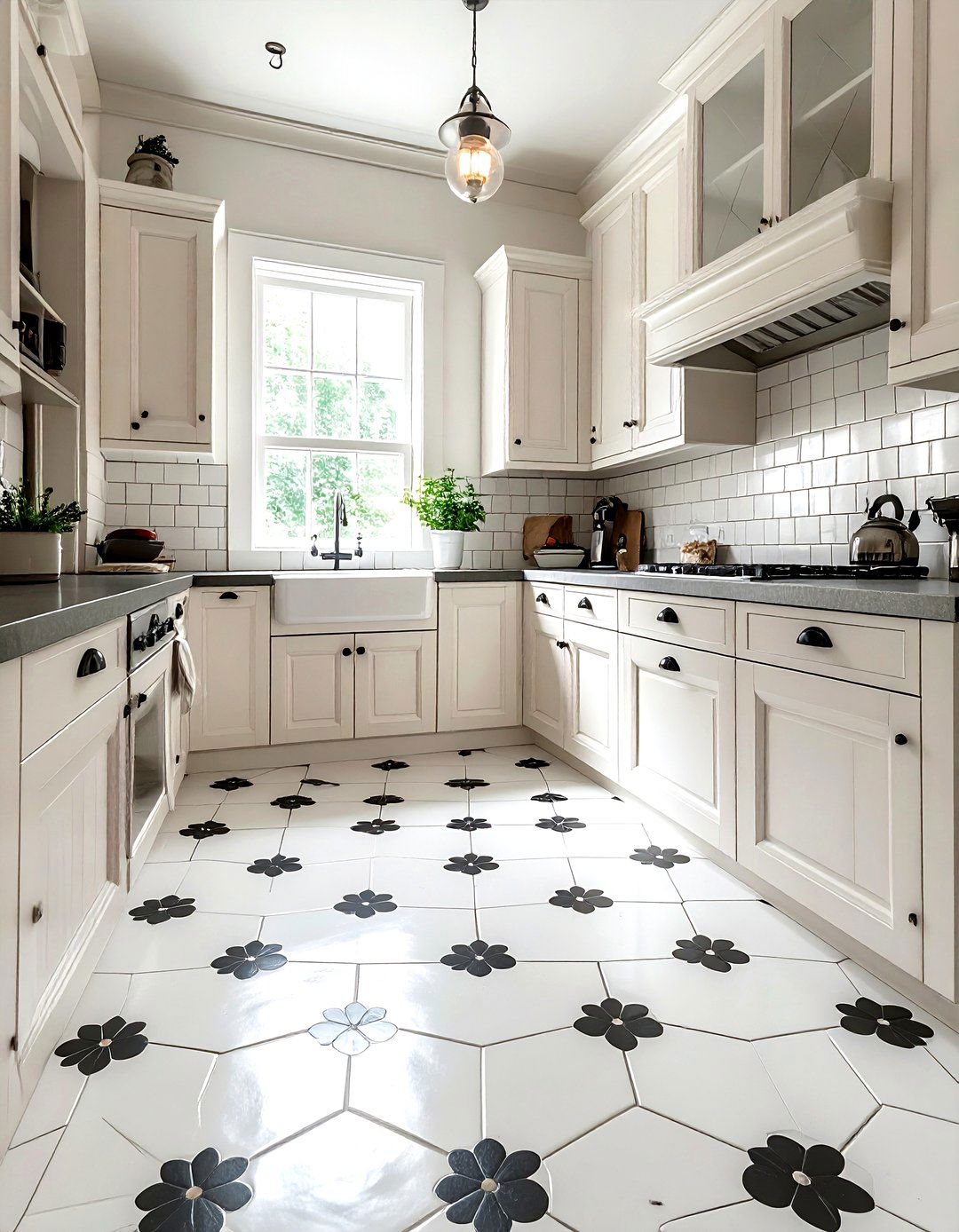 Vintage Hexagon Floor - 30 hexagon floor kitchen ideas