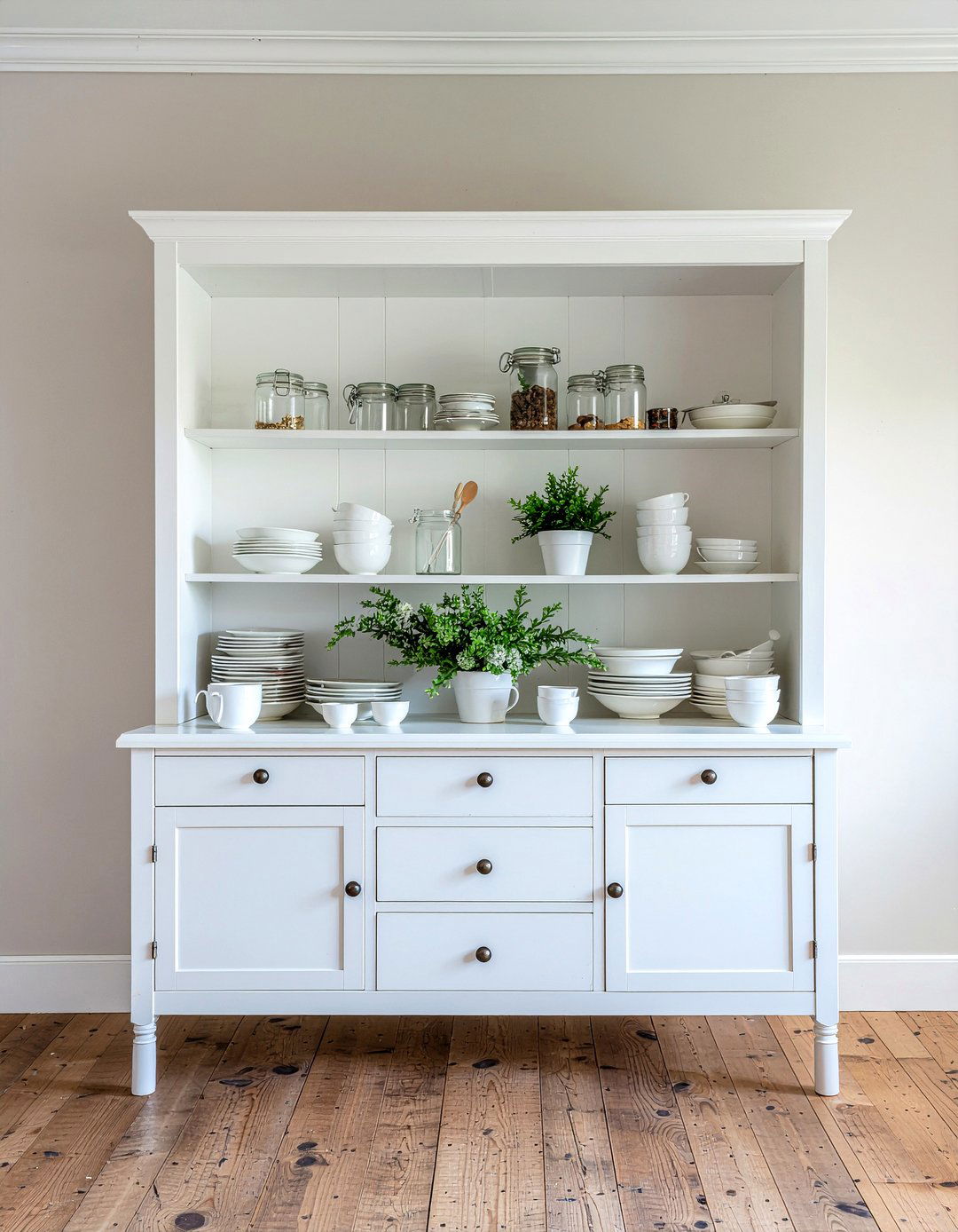 Vintage Hutch Display - 30 farmhouse dining room ideas