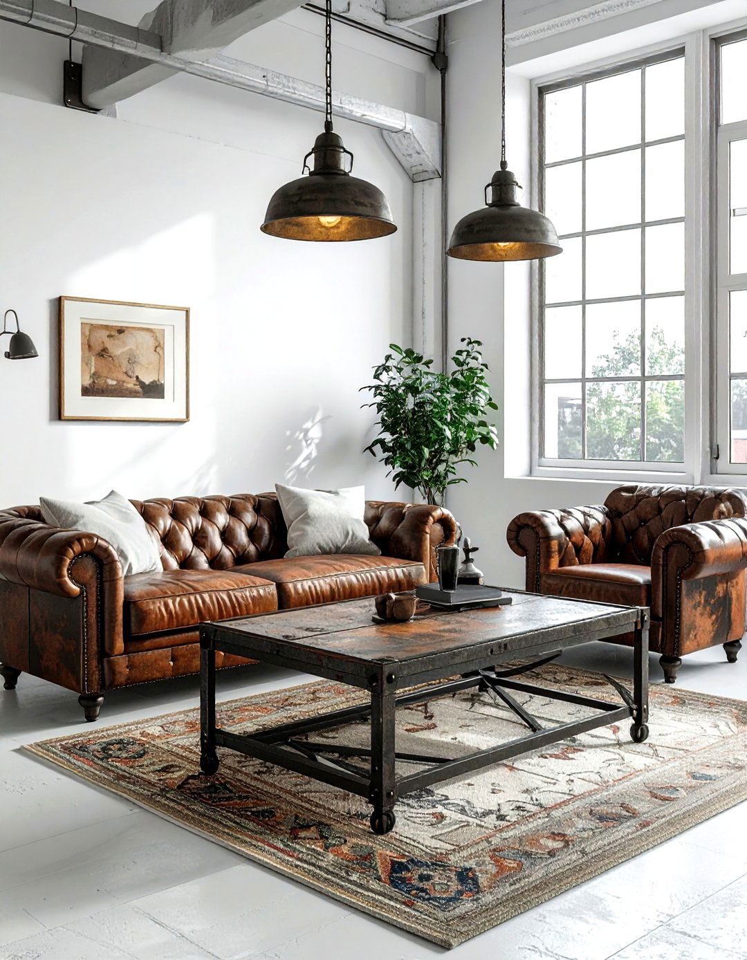 Vintage Industrial Furniture - 30 industrial white living room ideas