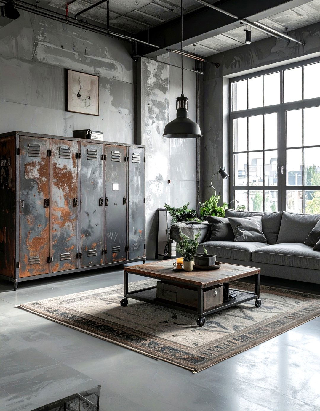 Vintage Industrial Gray Living Room - 30 industrial gray living room ideas