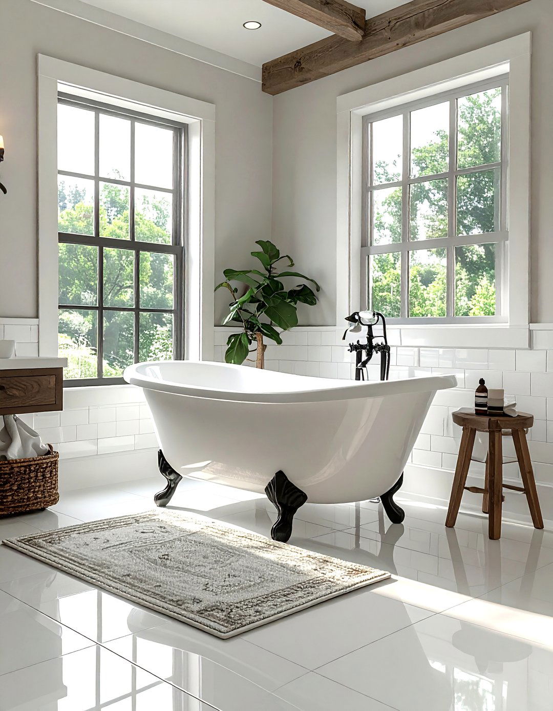 Vintage Inspired Clawfoot Tub Bathroom - 30 modern farmhouse decor ideas