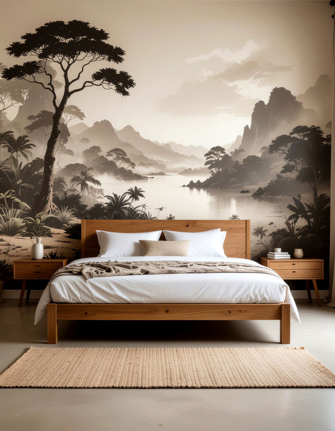 Vintage Jungle Mural - 30 bedroom tropical wallpapers