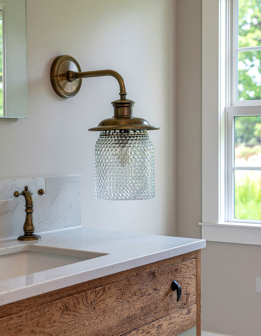 Vintage Lantern Sconce - 30 lodge bathroom ideas