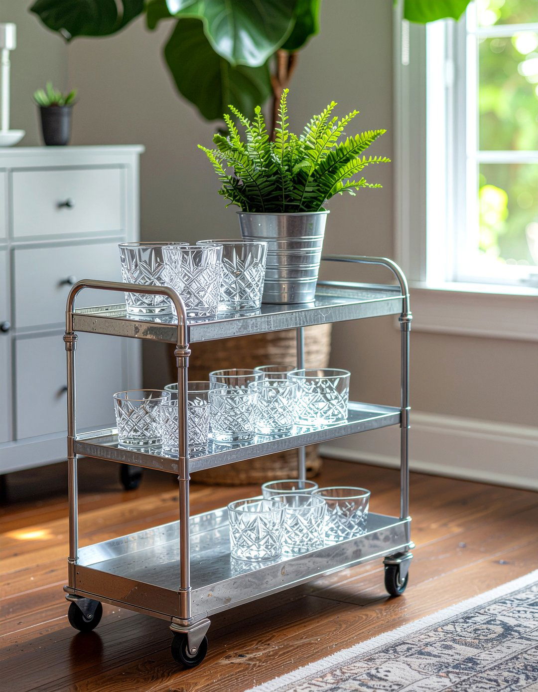 Vintage Metal Bar Cart - 30 secondhand living room ideas