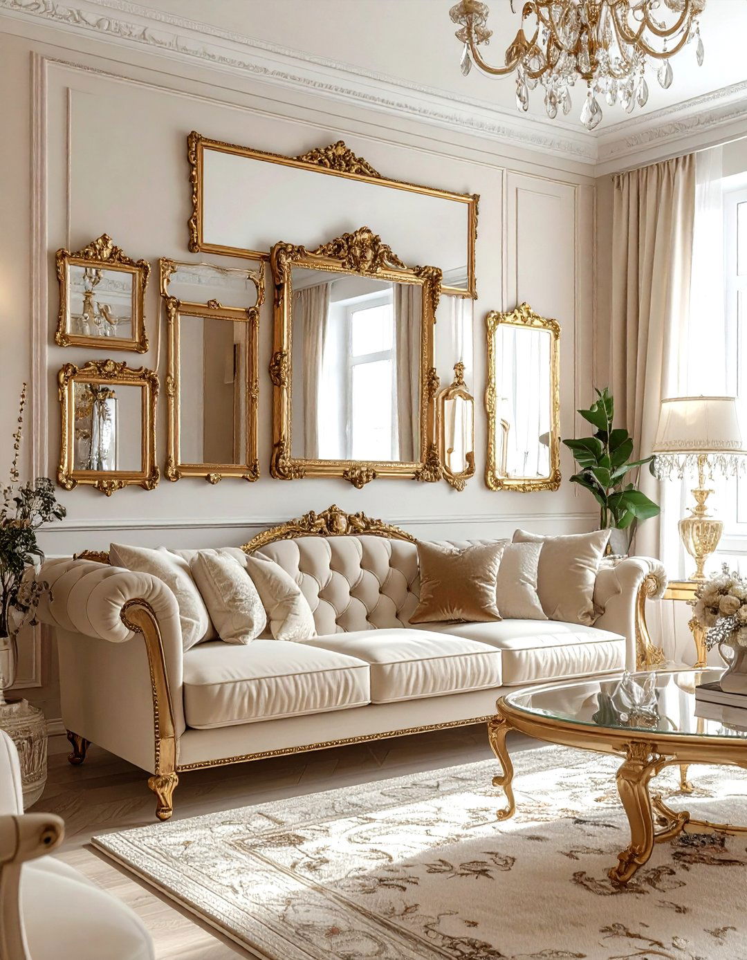 Vintage Mirror Wall - 30 affordable living room ideas