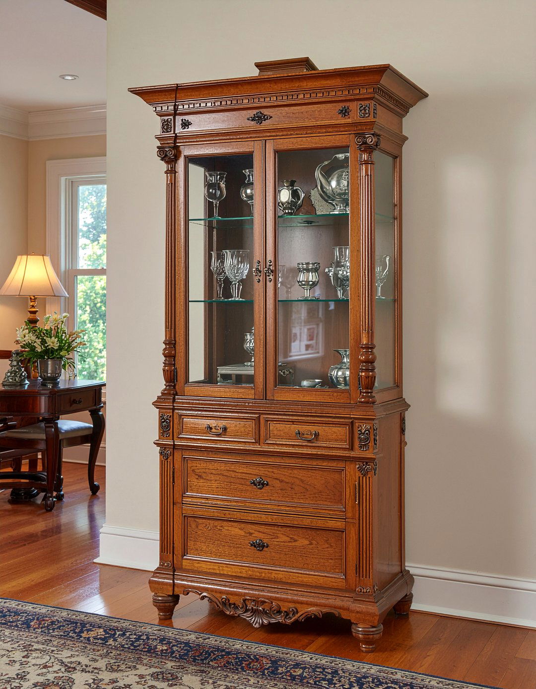 Vintage Oak Curio Cabinet - 30 living room curio cabinet ideas