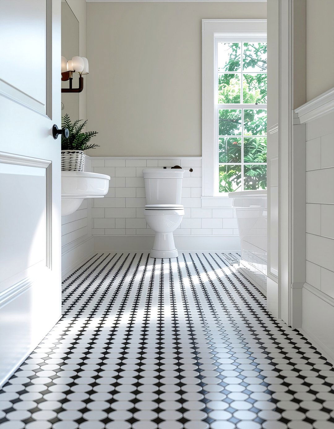 Vintage Penny Round Tile - 30 bathroom floor statement ideas