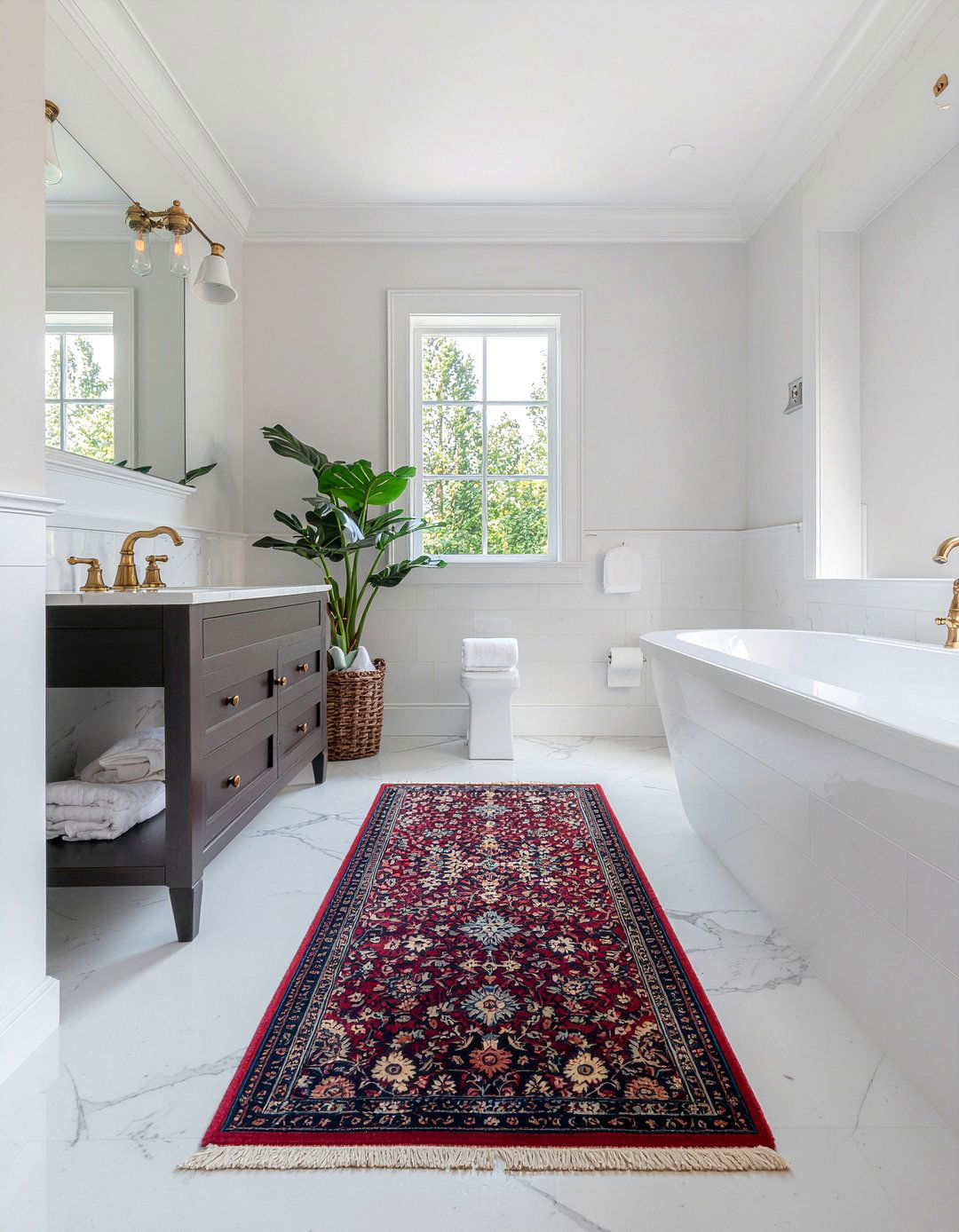 Vintage Persian Bathroom Runner - 30 bathroom runner rug ideas