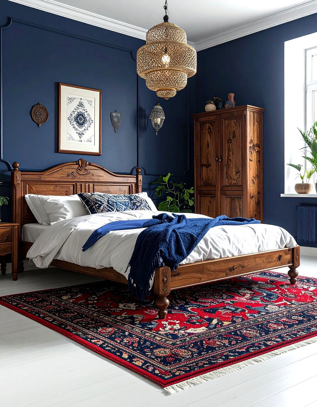 Vintage Persian Rug Navy Bedroom - 30 bohemian navy bedroom ideas